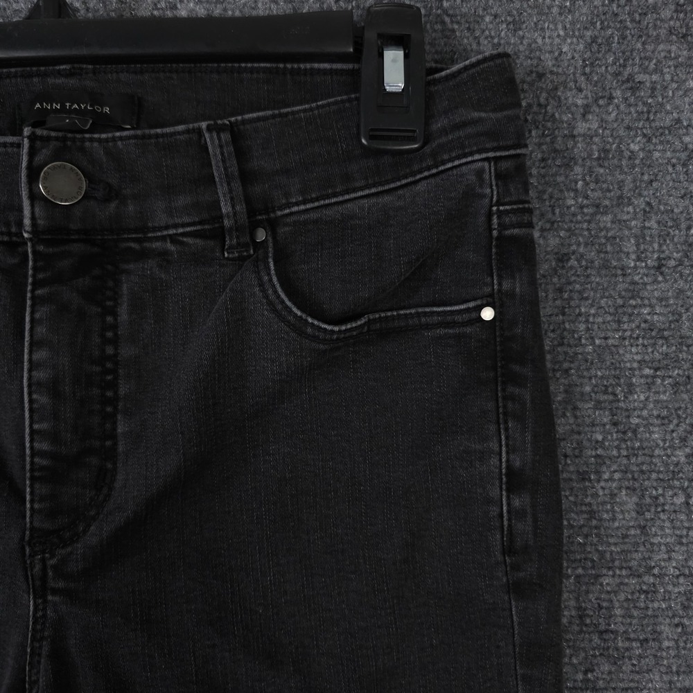 Ann Taylor Jeans Womens 4 Black The Skinny Crop Stretch Denim Raw Hem Casual - Picture 10 of 12